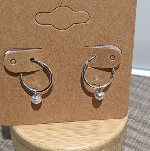 Pearl Charm Hoops - Picture 2 of 3